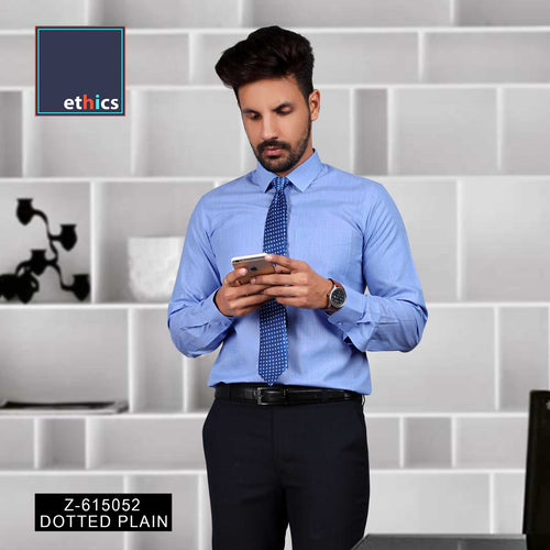 Dotted Blue Men's Corporate Uniform Shirts For Industrial Workforce