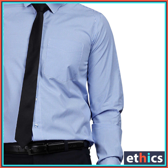 Blue Stripes Uniform Shirts Formal Work Wear For Corporate Office