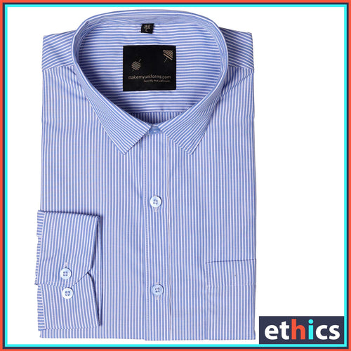 Blue Stripes Uniform Shirts Formal Work Wear For Corporate Office