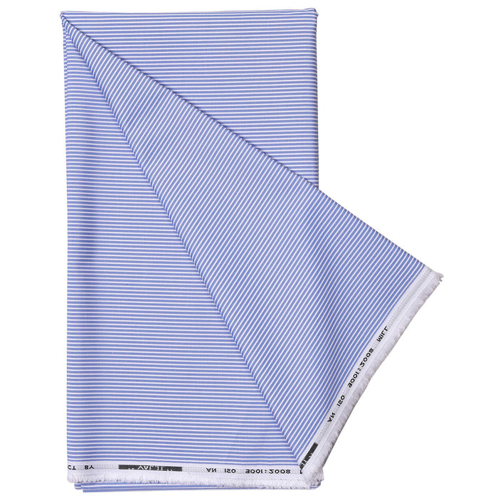 Blue Stripes Men's Cotton Unstitched Coporate Uniform Shirt Fabrics