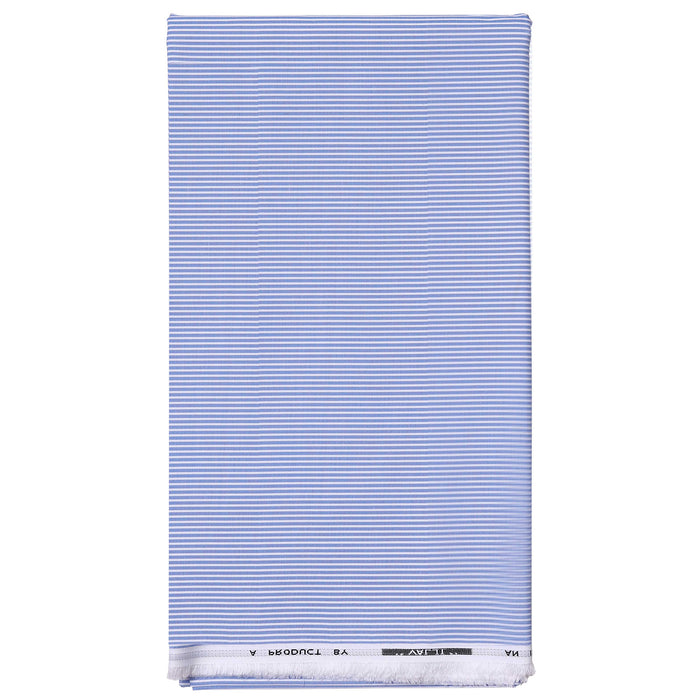 Blue Stripes Men's Cotton Unstitched Coporate Uniform Shirt Fabrics