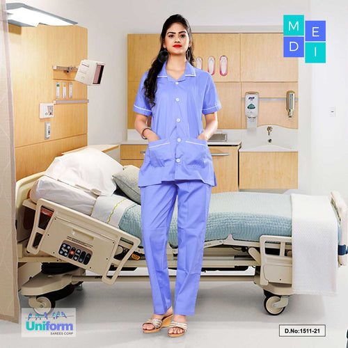 Nurse Wear For Women | Hospital Uniform For Nurses | Clinic Uniforms | Hospital Uniform, 1511 Purple And White