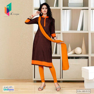 Coffee Orange Women's Premium Italian Silk Crepe Teachers Uniform Salwar Kameez