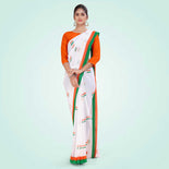 Tricolor Women's Premium Soft Georgette Patriotic Airline Uniform Sarees With Blouse Piece