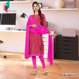 Dark Pink Women's Premium Italian Silk Crepe Small Print Hotel Uniform Salwar Kameez