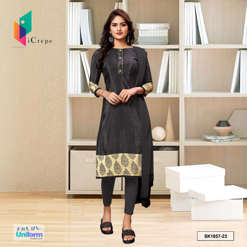 Dark Gray Women's Premium Italian Silk Fancy Print Uniform Salwar Kameez for Hospitals