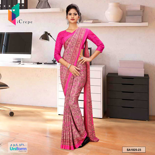 Dusty Pink Women's Premium Italian Silk Paisley Print Uniform Sarees With Blouse Piece for School Teachers