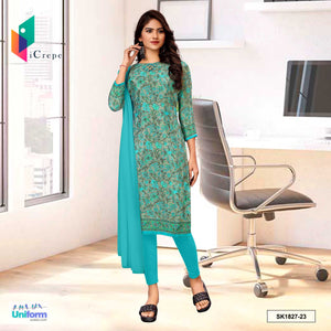 Dusty Sea Green Women's Premium Italian Silk Paisley Print Uniform Salwar Kameez for Hospital Nurse