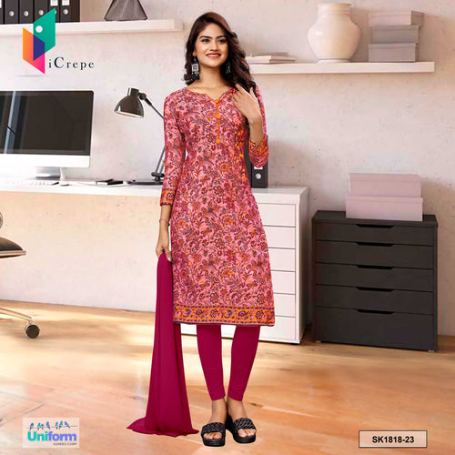 Dusty Wine Women's Premium Italian Silk Paisley Print Hospital Uniform Salwar Kameez