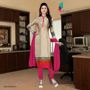 Brown And Pink Women's Premium Italian Crepe Silk Showroom Uniform Salwar Kameez