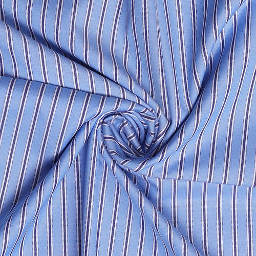 Blue Stripes Men's Cotton Plain Unstitched  Shirt Fabric For Corporate Uniforms