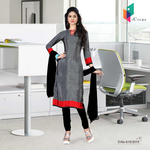 Grey And Black Italian Crepe Silk School Uniform Salwar Kameez