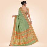 Turquoise Women's Premium Mulberry Silk Plain Gaala Border Taj Hotel Uniform Saree