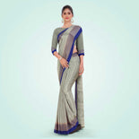 Aqua Green and Crimson Pink Women's Premium Silk Chiffon Small Butty College Uniform Saree