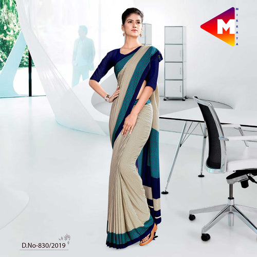 Grey And Blue  School Uniform Saree