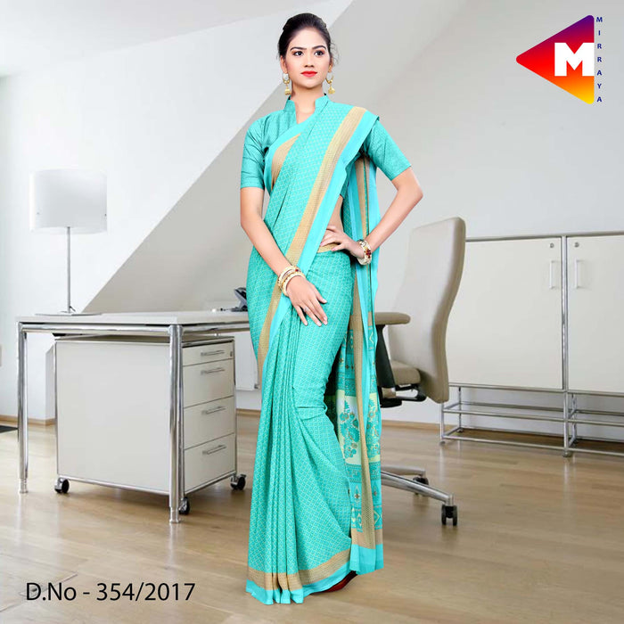 Sea Green Georgette Uniform Saree