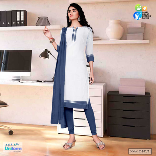 Gray White Premium Georgette Mother Teresa Hospital Uniform Salwar Kameez For Housekeeping Staff