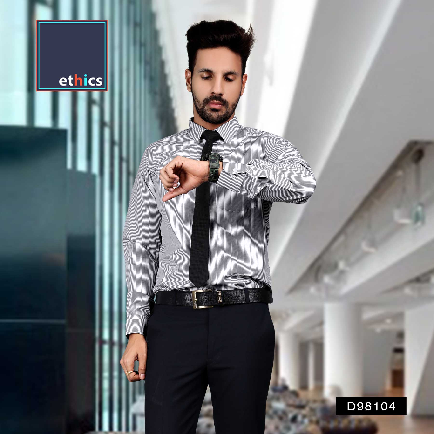 Gray Stripes Mens Formal Work Wear Uniform Shirts For Corporate Office–  Uniform Sarees