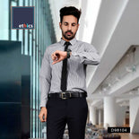 Gray Stripes Mens Formal Work Wear Uniform Shirts For Corporate Office