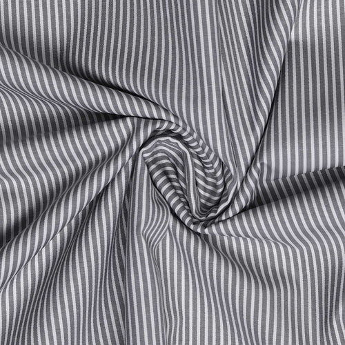 Grey Stripes Men's Formal Uniform Shirt And Frosted Black Trousers Unstitched Fabrics Set