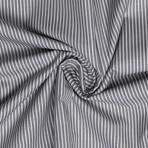 Grey Stripes Men's Formal Uniform Shirt And Black Trousers Unstitched Fabrics Set