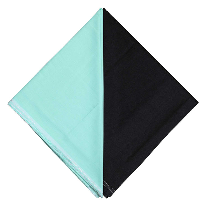 Sea Green Mens Corporate Uniform Shirt And Black Trousers Unstitched Fabrics Set