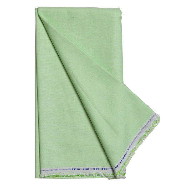 Apple Green Solid Men's Cotton Unstitched Office Uniform Shirt Fabrics