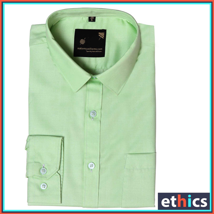 Green Solid Men's Ready Made Corporate Uniform Shirt For Formal Uniforms