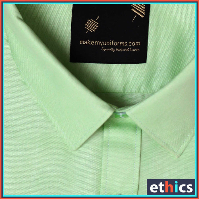 Green Solid Men's Ready Made Corporate Uniform Shirt For Formal Uniforms