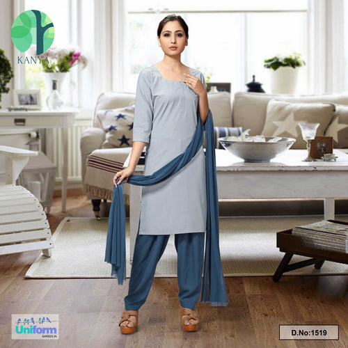 Grey Dark Grey Poly Cotton Unstitched Salwar Kameez Dress Materials For Support Staff