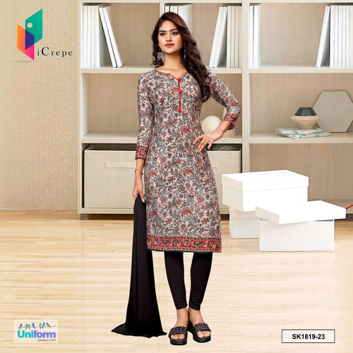 Grey Black Women's Premium Italian Silk Paisley Print Industrial Uniform Salwar Kameez