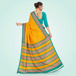 Rani Pink and Yellow Women's Premium Manipuri Cotton Small Butty Student Uniform Saree