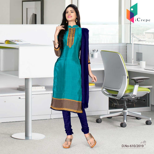 Dark Blue And Blue Italian Crepe Silk Institute Uniform Salwar Kameez