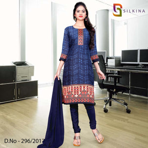 Blue And Orange Women's Premium Silk Georgette Function Uniform Salwar Kameez