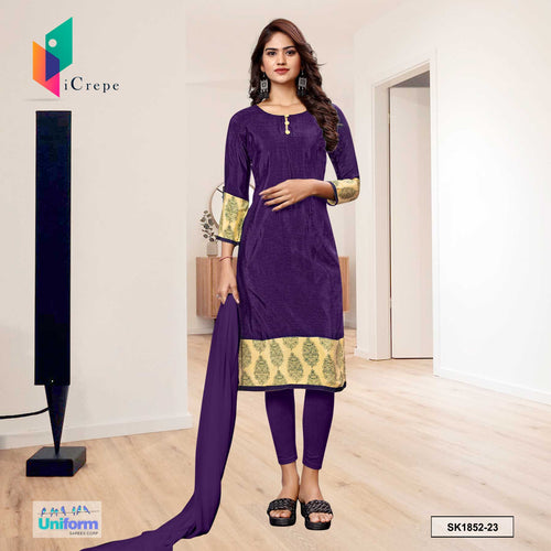 Jamli Women's Premium Italian Silk Fancy Print Uniform Salwar Kameez for Housekeeping