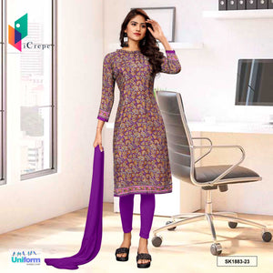 Lavender Women's Premium Italian Silk Paisley Print Uniform Salwar Kameez for School Teachers