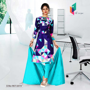 Blue Women's Premium Crepe Silk Corporate Uniform Salwar Kameez