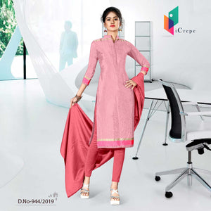 Pink Women's Premium Crepe Silk Institute Uniform Salwar Kameez