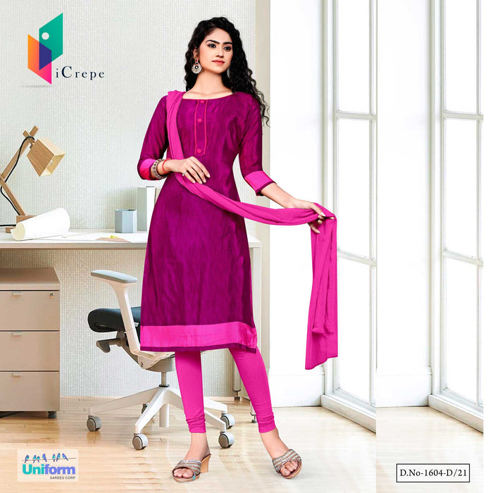 Majenta Dark Pink Premium Italian Silk Crepe Salwar Kameez For Institution Uniform