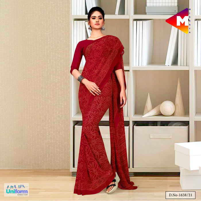 Maroon Premium Georgette Bandhej Print Religious Ocassions Sarees For Rajasthani Bandhani