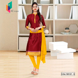 Marron Yellow Women's Premium Italian Silk Crepe School Uniform Salwar Kameez