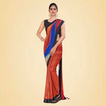 Peach and White Women's Premium Italian Silk Digital Print Office Uniform Sarees With Blouse Piece