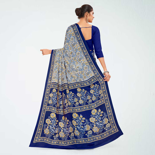 White and Maroon Women's Premium Italian Silk Paisley Print Staff Uniform Sarees With Blouse Piece