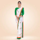 Tricolor Women's Premium Soft Georgette Patriotic Airline Uniform Sarees With Blouse Piece