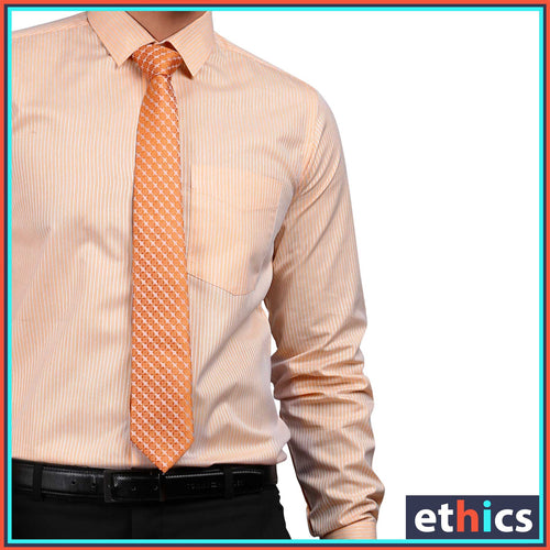 Peach Stripes Mens Office Readymade Shirt For Office Workwear