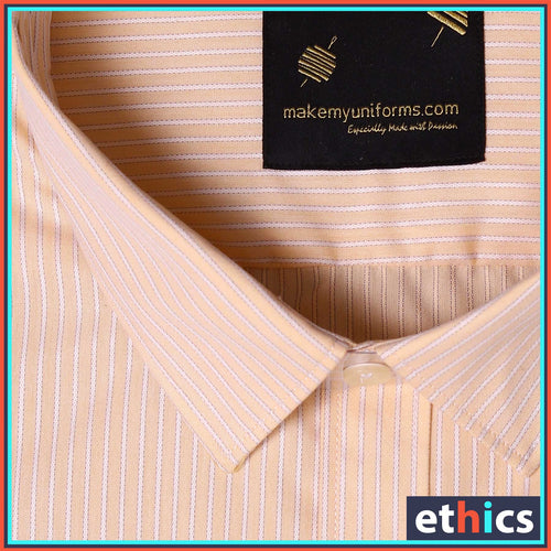 Peach Stripes Mens Office Readymade Shirt For Office Workwear