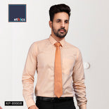 Peach Striped Men's Corporate Uniforms Unstitched Shirt Fabrics