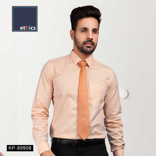 Peach Stripes Mens Office Readymade Shirt For Office Workwear