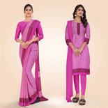 Grey Women's Premium Italian Silk Small Butty Office Uniform Saree Salwar Combo
