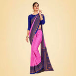 Turquoise and Navy Blue Women's Premium Italian Silk Discipline Day PTM Uniform Saree